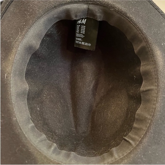 ♥️FEDORA H&M Women's Black Hat OS Rancher Western Cowgirl Felt Like Poly Panama - Picture 10 of 11